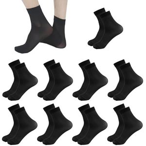 Enreluya 9 paar herensokken 39-42, nylon, modieus, ultradun, ademend, sok, Zwart, One size