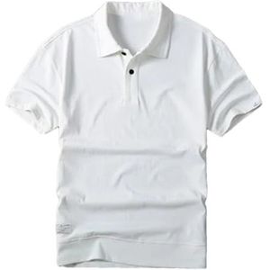 Dvbfufv Heren zomer vintage poloshirt heren eenvoudig korte mouwen T-shirt heren jeugd casual shirt, Wit, XL