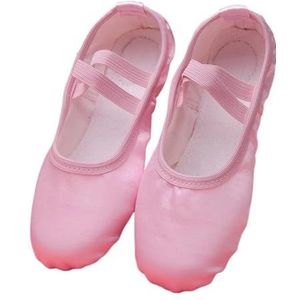Balletschoenen met zachte zool van satijn, professionele balletschoenen voor meisjes, dansschoenen voor kinderen, effen balletschoenen voor yoga, fitnessstudio en dans, Roze, 41 EU
