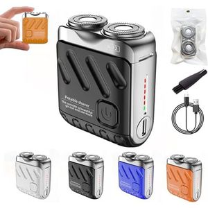 Beard Shaver Traveler Mini and Portable Suitcase Design Double-Ring Magnetic Cutter, Men's Favorite Portable Mini Electrict Shaver, Ipx7 Waterproof, Wet & Dry Shaving Cordless Rotary Shaver (Black)