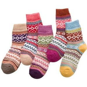 YIJIANUO 5 Paar Sok Leisure Enkel Crew Fuzzy Dikke Warme Vrouwen Herfst Winter Konijn Wol Warm Outdoor Kasjmier 8W141, Sok 2, One size