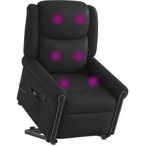 KTHLBRH Massagestoel met voet, kunstleer, zwart, glanzend, elektrisch, voor meer comfort en lichtheid