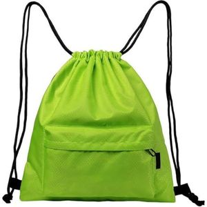 Hapihom Sportsporttas met trekkoord voor mannen en vrouwen, 20 l, opvouwbare rugzak met ritsvak, sporttas voor zwemmen, school, reizen, strand, vakantie, winkelen, lichtgroen