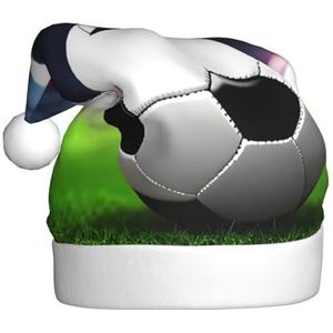 Voetbal sport bal pluche kerstmuts voor volwassenen, feestelijke feesthoed, ideaal feestaccessoire voor bijeenkomsten