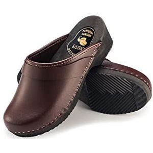ESTRO Klompen voor Vrouwen, Heren Hout en Leer Veiligheidsklompen CDL07 (41, Bruin)