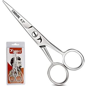 Candure Baardschaar Professionele Snor Schaar Oor-, Wenkbrauw-, Wimpers- en Neushaar Trimschaar RVS, Veiligheidsgebruik kappersschaar voor Professioneel en Thuisgebruik