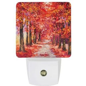 Kleurrijke Herfst Bomen Warm Wit Nachtlampje Plug In Muur Schemering naar Dawn Sensor Lichten Binnenshuis Trappen Hal