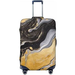 OPSREY Bagage Cover Elastische Koffer Cover Gepersonaliseerde Dubbelzijdige Zwart Gouden Marmer Inkt Print Bagage Cover Protector Voor 18-32 Inches, Zwart, XL