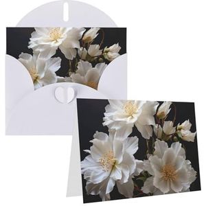 VTCTOASY Witte Bloemen Print Verjaardagskaart Lege Wenskaarten Met Enveloppen Dank U Kaart Grappige Kerstkaarten Voor Alle Gelegenheden Verjaardag Bruiloft