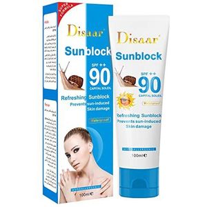 Gezichtszonnecrème, PA+++ zonnecrème voor gezicht en lichaam, draagbare Face Sunscreen SPF 90 Sunblock lotion met natuurlijke ingrediënten voor de gevoelige droge, vette huid Imtrub