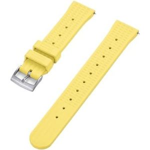 Jeniko Rubberen Horlogeband Stofdicht Waterdicht Snelsluiting Wafelband 20 Mm 22 Mm Geschikt For Heren Duikhorloges (Color : Yellow Silver, Size : 22mm)