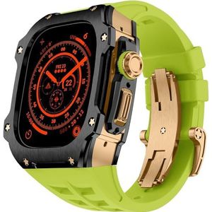 OFWAX RM Stijl Roestvrij Staal Horloge Case Rubber Band Mod Kit, Voor Apple Watch Ultra 2 49MM, Mannen Vrouwen Sport Rubber Horloge Band Modificatie Kit Armband Accessoires, For Ultra 49mm, agaat