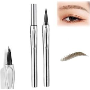Cooklesa Eyebrow, Cooklesa Upgraded Natural Waterproof Eyebrow Pen with Microfine Tip, Two-Pronged Eyebrow Pencil, Long-Lasting Natural Brow 3D Waterproof Microblading Eyebrow Pen (#02 Brown)