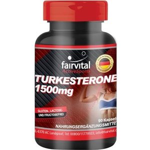 Fairvital Turkesterone 1500mg - 90 capsules - natuurlijk van Ajuga turkestanica - Actief sporten - getest op kwaliteit en hoge dosering - 100% veganistisch - Made in Germany