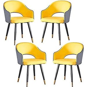 GEIRONV Keuken eetkamerstoel set van 4, moderne fauteuil leer hoge rugleuning zachte zitting woonkamer slaapkamer appartement eetkamerstoel Eetstoelen (Color : Yellow Gray, Size : 85 * 45 * 48cm)