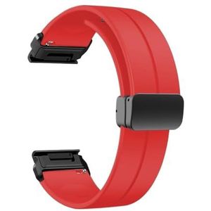 Siliconen Vouwgesp fit for Garmin Descent Mk2 quatix 7X Enduro 2 fenix 3 sapphire tactix Band Armband Polsband (Color : Red, Size : QuickFit 26mm)