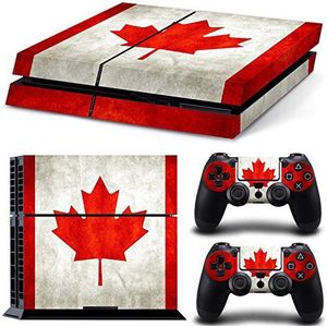 Morbuy PS4 Vinyl Skin Full Body Cover Sticker Sticker voor Sony Playstation 4 Console & 2 Dualshock Controller Skins, Flags Canada