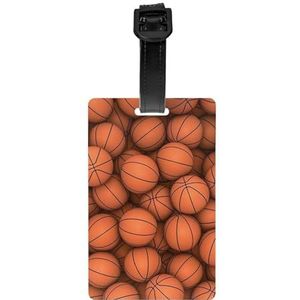 Basketbal Oranje, Bagagelabels PVC Naamplaatje Reiskoffer Identifier ID Tags Duurzaam Bagagelabel
