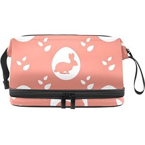Dubbellaags Cosmetische Tas Paashaas Draagbare Make-up Tas Reizen Organizer Pouch Voor Vrouwen Meisjes Toiletries Tassen, Meerkleurig, 27x15x14 cm/10.6x5.9x5.5 in, Make-up zakje