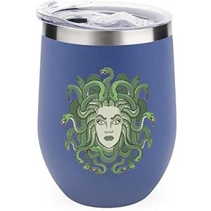 Medusa Griekse mythe wezen herbruikbare koffiebekers roestvrij staal geïsoleerde reismok dubbelwandige wijnbeker blauwe stijl