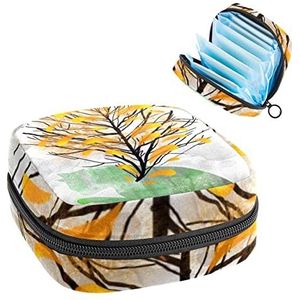 boom groeien van kat patroon, Periode Pouch Draagbaar, Tampon Opbergtas, Tampon Houder voor Portemonnee Vrouwelijke Product Organizer, Meerkleurig, 4.7x6.6x6.6 in/12x17x17 cm