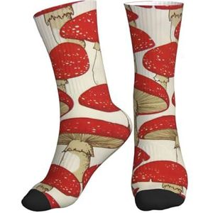 PPHGUT Rood Wit Paddestoel Print Volwassenen Mid Tube Sokken Ademend Sport Running Gym Training Jogging Activiteiten, 1 zwart, One size