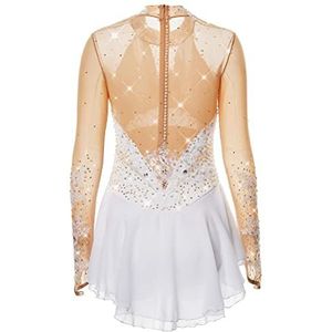Nnnydjy Meisjes Kant Kunstschaatsen Prestaties Jurk Haak Vinger Lange Mouwen Gymnastiek Turnpakje Dames Handgemaakte Schaatsen Danswedstrijd Kleding Met Diamant,E,11_13Years