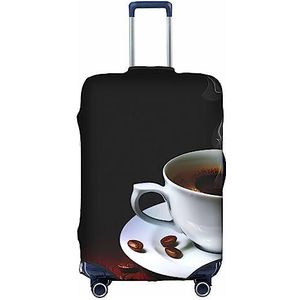 Dehiwi Warme koffie met koffieboon bagage cover reizen stofdichte koffer cover rits sluiting koffer beschermer fit 45-70 cm bagage, Wit, M