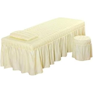 Massagetafel laken set, massage tafel rok kussensloop kruk cover set, schoonheid spreien, schoonheid bed beddengoed (beige-S)