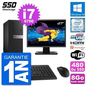 Dell PC Tower 5050, display 27 inch, Intel i7-6700 RAM, 8 GB SSD, 480 GB, HDMI, Windows 10, wifi (gereviseerd)