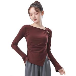 Angcoco Vrouwen's twistknoop schouder lange mouwen tops
