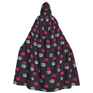 Crown And Lips Unisex Oversized Hoed Cape voor Halloween Kostuum Party Rollenspel