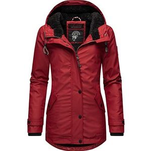 Navahoo Lindraa Winterjas voor dames, korte regenjas, waterdicht, warm gevoerd, met capuchon, maat XS-3XL, Blood Red., M