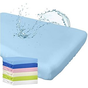 WhizProducts Hoeslaken met geïntegreerde matrasbeschermer 70 x 140 cm (lichtblauw) voor babybed