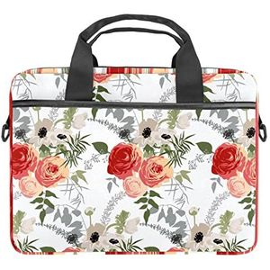 Kleurrijke Abstracte Dier Laptop Schouder Messenger Bag Crossbody Aktetas Messenger Sleeve voor 13 13.3 14.5 Inch Laptop Tablet Beschermen Tote Bag Case, Aquarel Bloemen Patroon, 11x14.5x1.2in /28x36.8x3 cm