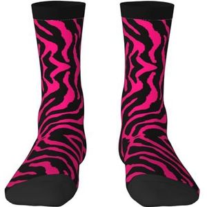 Zebra Tiger Leopard Roze Volwassen Grappige 3d Sokken Crew Sokken Nieuwigheid Sokken Gag Cadeaus, Zachte Gezellige Sokken., 2 Zwart-1, Eén Maat
