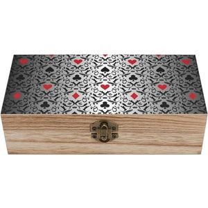 Luxe Zilveren Poker Houten Doos Met Scharnierend Deksel Voor Keepsake Ambachten Diy Opslag Sieraden Gepersonaliseerde Print Container
