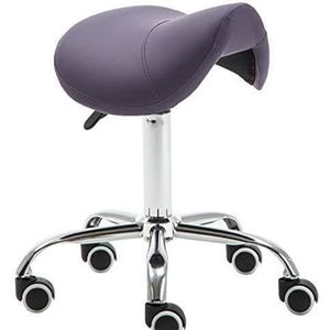 JAVPTAV Professionele Ergonomische Zwarte Wielen Zadelstoel voor Clinic Spa Salon Verstelbare Hoogte Rollende Kruk Met Wielen Snijden Zadelkruk (Paars)