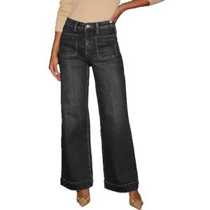 yk8fass Retro Rechte Pijpen Broek gy-1301, Zwart, 4