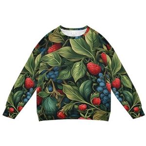 KAAVIYO Rode bosbessen groene bladeren kinderen sweatshirt zachte lange mouw trui ronde hals tops shirts voor jongens meisjes, Patroon, XS
