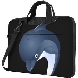 Zwarte ultra-dunne laptoptas met bloemenschedel, laptoptassen voor bedrijven, geniet van een probleemloze en stijlvolle reis, Baby Dolfijn, 15.6 inch
