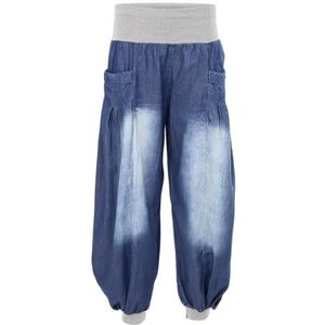 Malito Harembroek voor dames in denim stijl, uniseks pompbroek van 100% katoen, perfecte jeans om te dansen en te chillen, comfortabele harembroek met zakken, Aladdinbroek voor vrouwen, 6258 (maat