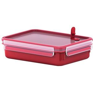 Tefal Master Seal Micro Rechthoek Voedselopslag, Rood/Helder, 1,2 Liter