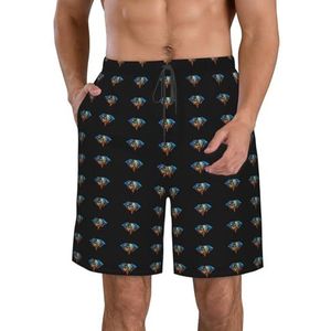 JIAWUJYNB Galaxy Diamond Print strandshorts voor heren, lichtgewicht, sneldrogend, zwembroek met trekkoord en zakken, Wit, XL