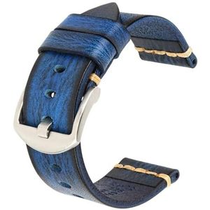 dayeer Maikes lederen horlogeband voor Timex horlogeband voor Omega horlogeband voor Tissote polsbanden (Color : Deep Blue-silver, Size : 20mm)