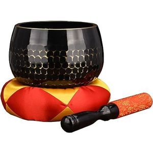 3Pc 9.5Cm Boeddha's Sound Bowl Boeddhistische Instrumenten Boeddhistische Levert Zwarte Klankschaal