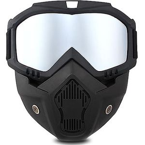 Motorbril Afneembaar Gezichtsmasker TAIZER Motorfiets Goggles Crossmotor Bril Masker Afneembaar Beschermende Padding Zonnebril Wegrijden UV-motorbril Helm Mistbestendig Winddicht Rijden (kwik)