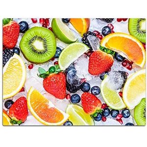 Decoratieve glazen snijplank 'bonte vruchten' in diverse Maten, ontbijtplank, serveerplank, serveerplank keuken