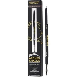 Arches & Halos Micro Defining Brow Pencil - Fuller and More Defined Brows - Long-Lasting, Smudge Proof, Rich Color - Dual Ended Pencil with Brush - Vegan and Cruelty Free - Neutral Brown - 0.003 oz
