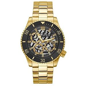 GUESS Amerikaans multifunctioneel herenhorloge met goudkleurig en zwart, Gouden Toon, armband